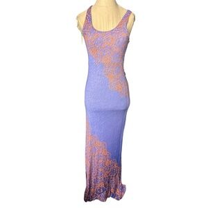Sleeveless Purple and Orange Tommy Bahama Maxi Dress Medium